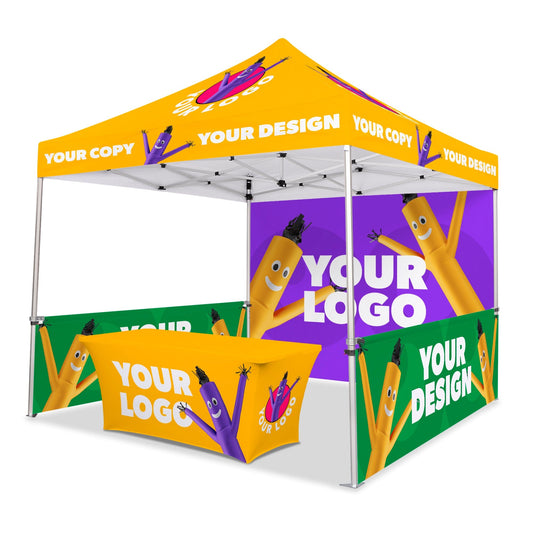 10x10 Custom Canopy Tent w/ Table Cover + Back & Side Walls