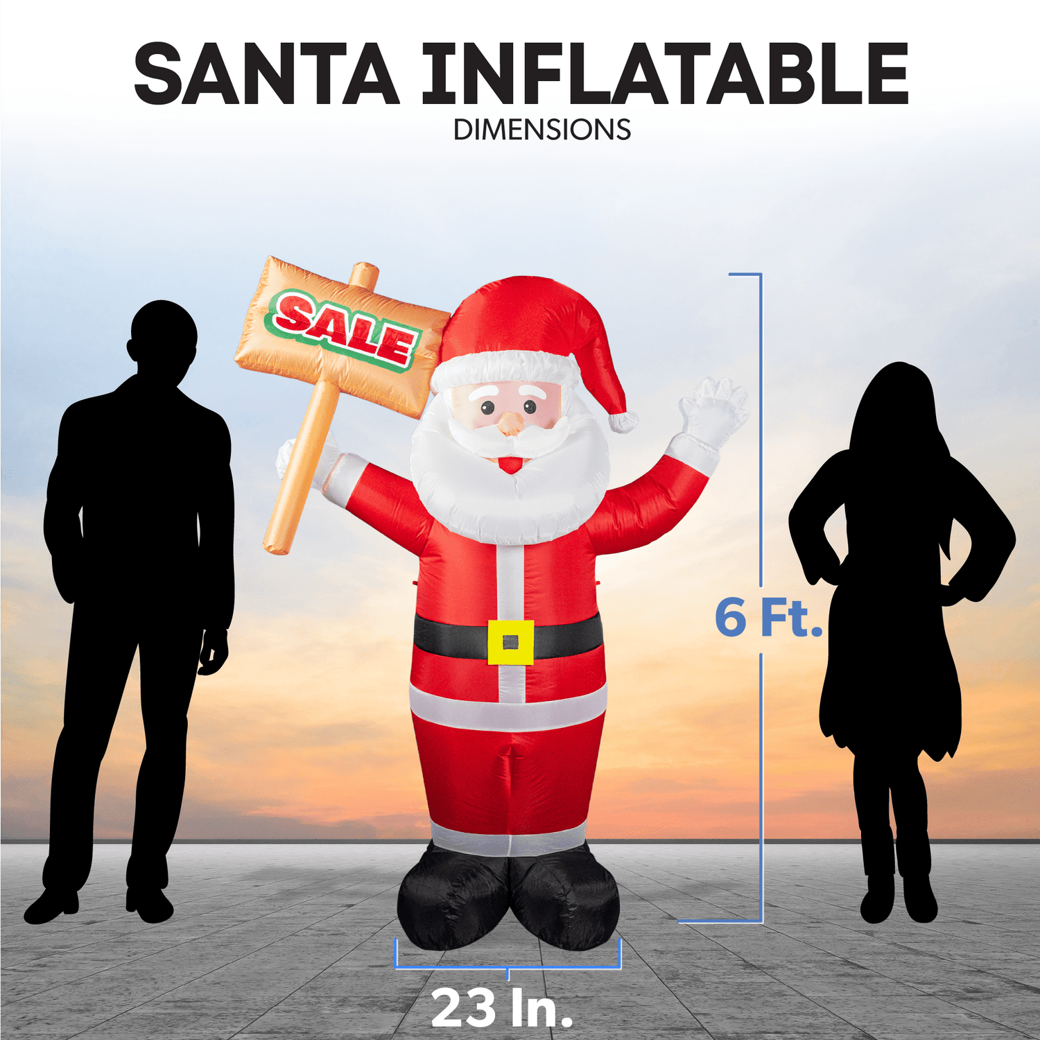 6ft Santa Advertising Inflatable with "Sale" Sign