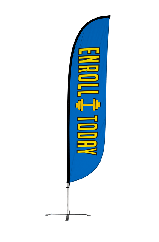 Gym Enroll Today Feather Flag Blue