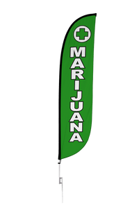 Marijuana Feather Flag Green