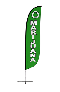 Marijuana Feather Flag Green