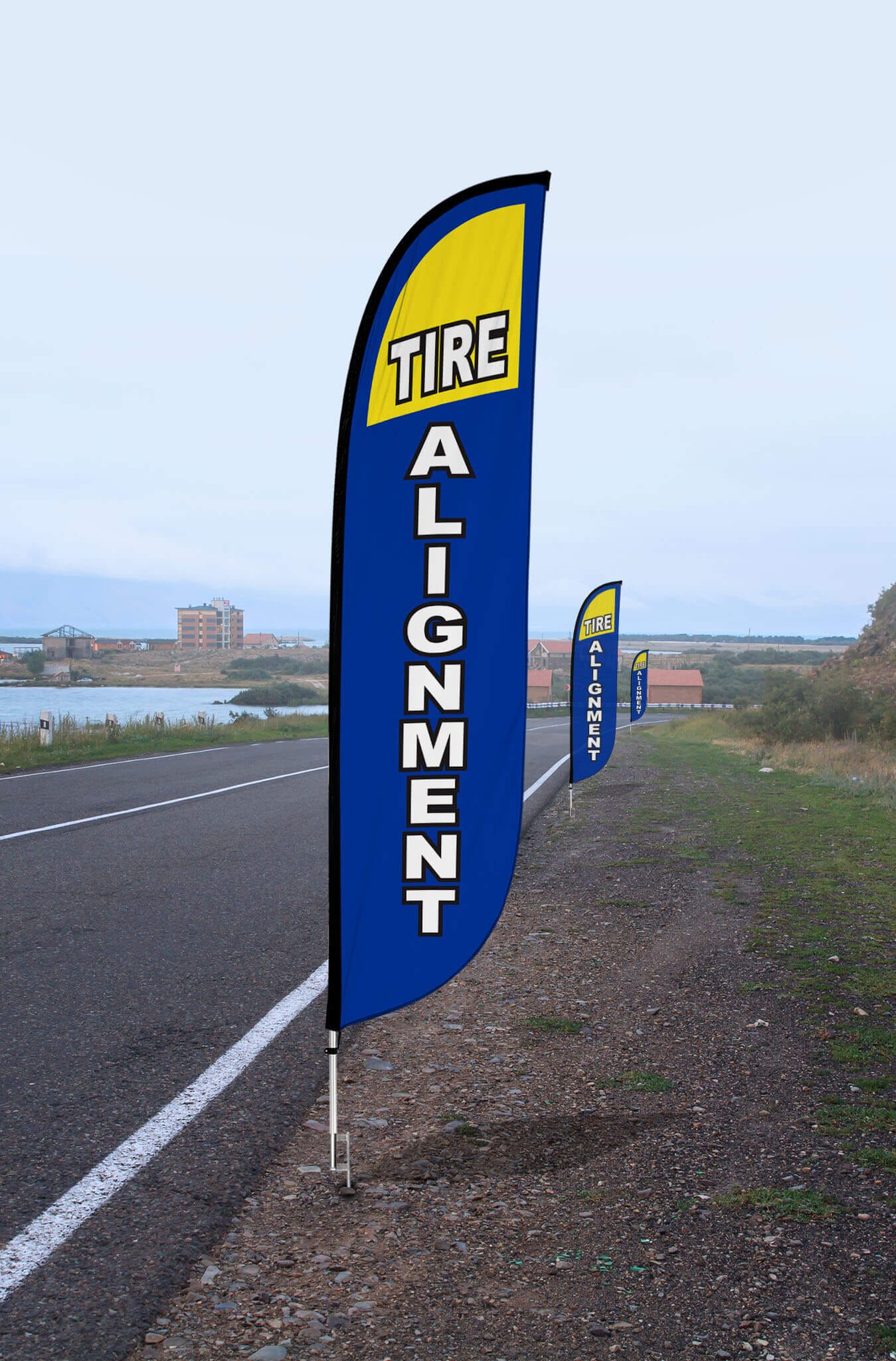Tire Alignment Feather Flag Blue