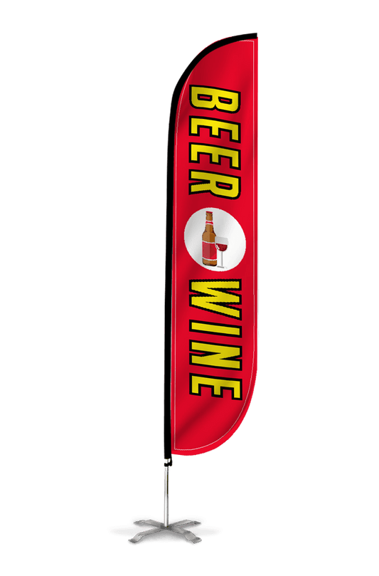 Beer & Wine Feather Flag Red