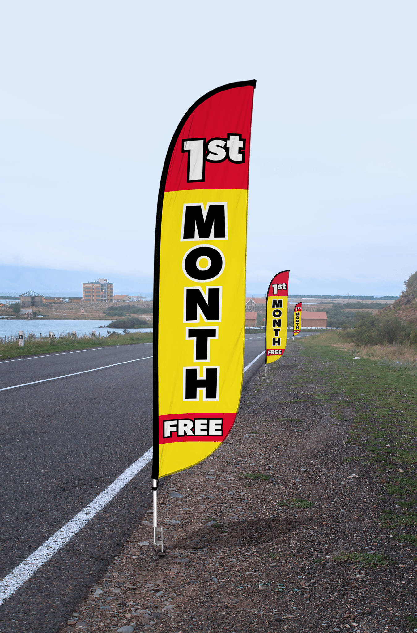 1st Month Free Feather Flag Yellow