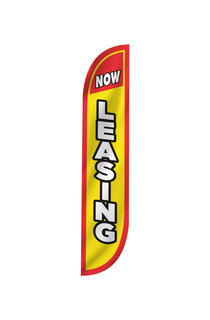 Now Leasing Feather Flag Yellow & Red