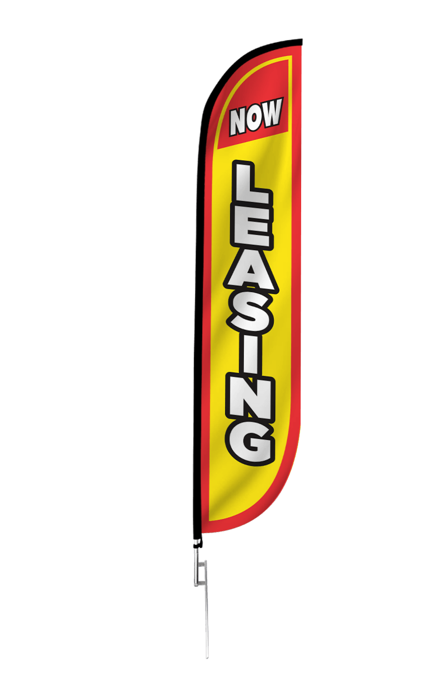 Now Leasing Feather Flag Yellow & Red