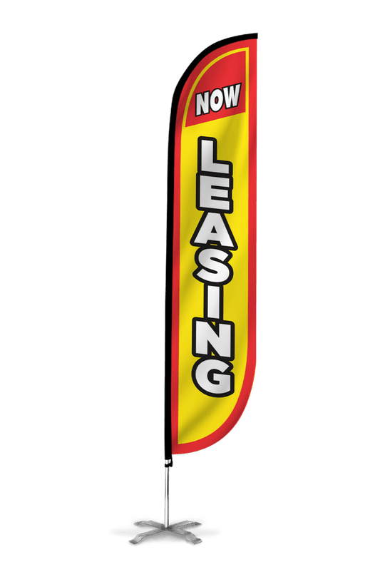 Now Leasing Feather Flag Yellow & Red