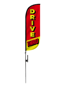 Drive Thru Red & Yellow Feather Flag