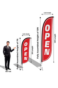 Open Feather Flag - 3 Pack w/ Ground Spike Pole Set