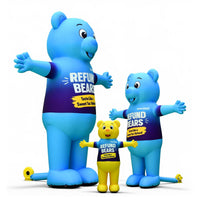 Jackson Hewitt Refund Bear giant inflatable size comparison in blue and yellow