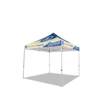 Custom Canopy Tent with Full Back Wall, Half Side Walls & Feather Flags