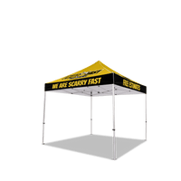 Custom Canopy Tent with Three Back Walls, Feather Flags & Table Cover