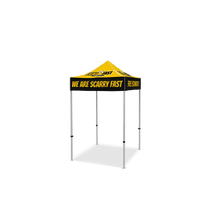 Custom Canopy Tent with Three Back Walls, Feather Flags & Table Cover