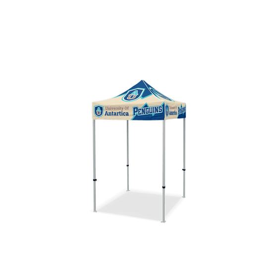 Custom Canopy Tent with Full Back Wall, Half Side Walls & Feather Flags