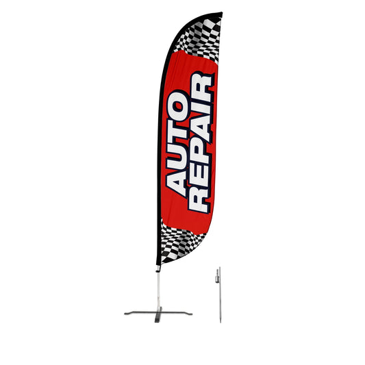 Auto Repair Feather Flag with Checkers