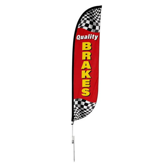 Quality Brakes Feather Flag with Checkers