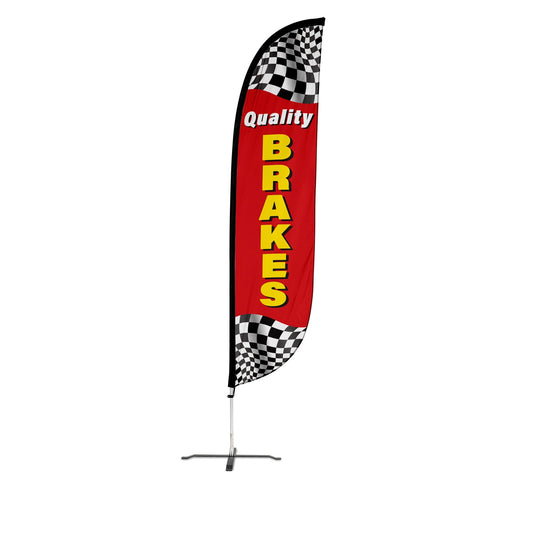 Quality Brakes Feather Flag with Checkers