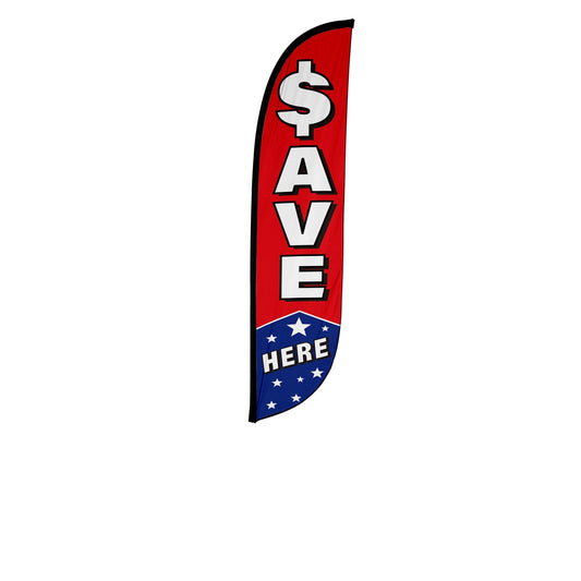 Save Here Feather Flag with Stars