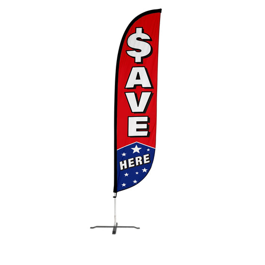 Save Here Feather Flag with Stars