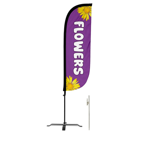Flowers Purple Feather Flag