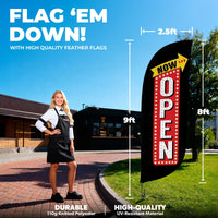 8ft Vintage Marquee Now Open Feather Flag
