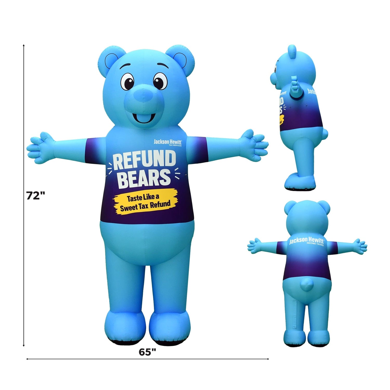 6ft Jackson Hewitt Refund Bear giant inflatable in blue