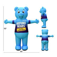 6ft Jackson Hewitt Refund Bear giant inflatable in blue