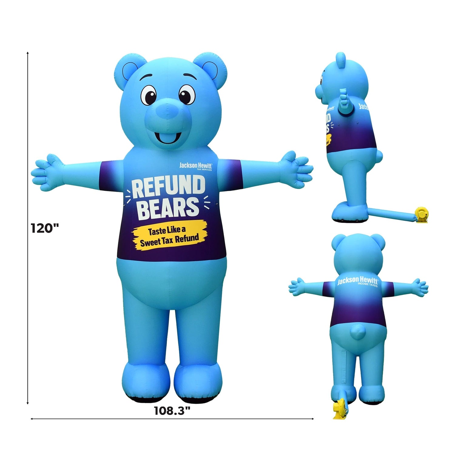 10ft Jackson Hewitt Refund Bear giant inflatable in blue