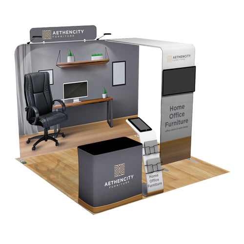 10x10 Trade Show Booth with Archway & Media Stand