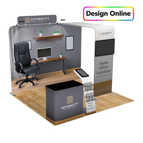 10x10 Trade Show Booth with Archway & Media Stand