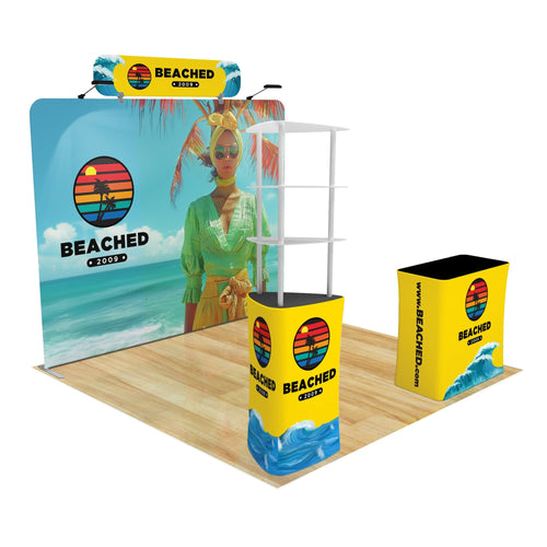 Trade Show Display with Triangle Shelving
