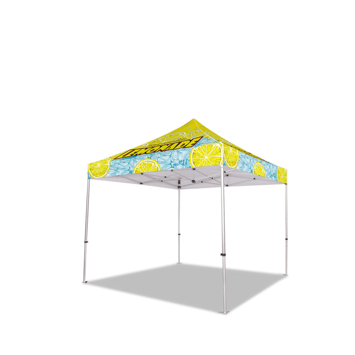 Custom Canopy Tent with Full Back, Half Side Walls, Feather Flags & Table Cover