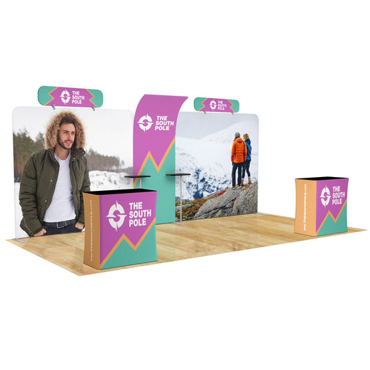10x20 Trade Show Booth with Curved Media Wall