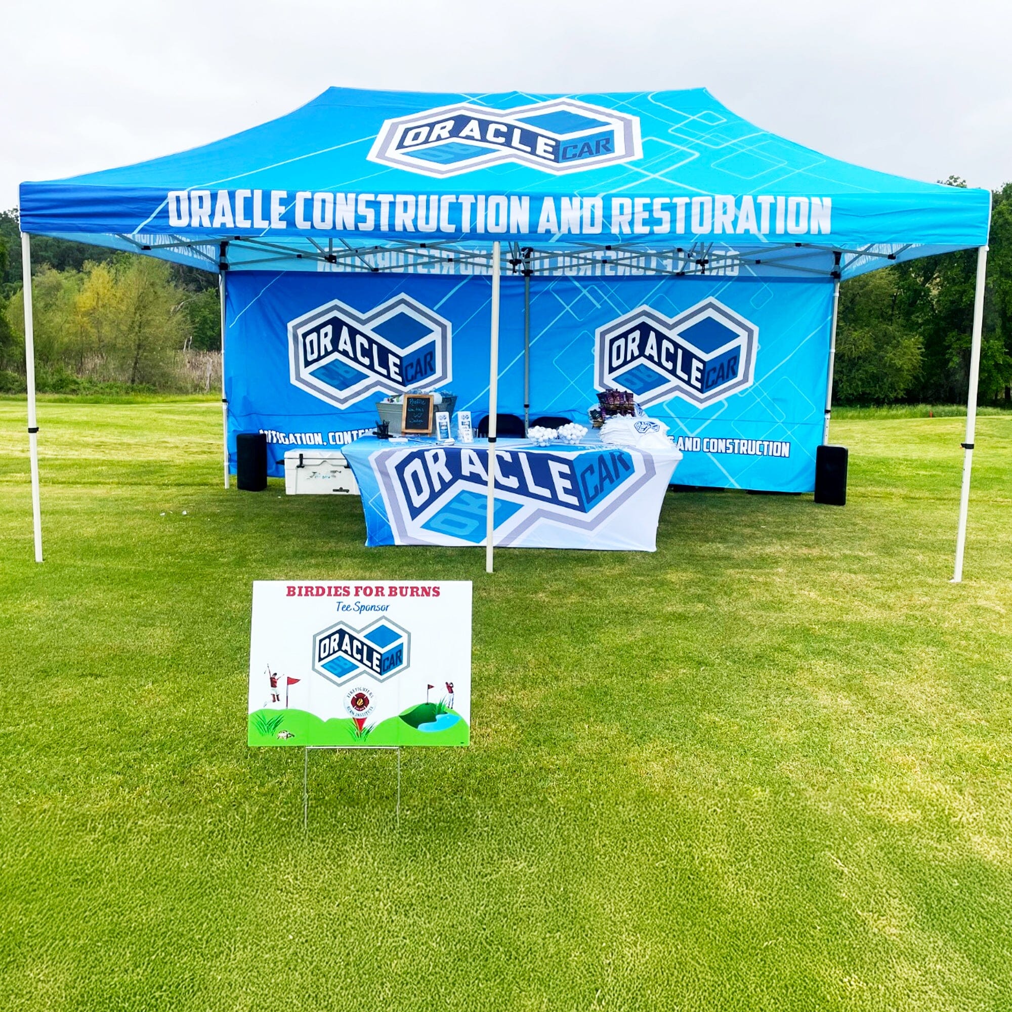 Custom Canopy Tent with Back Wall & Table Cover