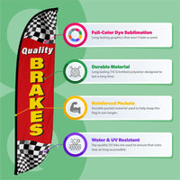 Quality Brakes Feather Flag with Checkers