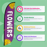 Flowers Purple Feather Flag
