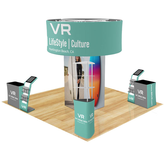 Trade Show Display Tower with Shelves & Media Stand