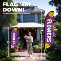 Flowers Purple Feather Flag