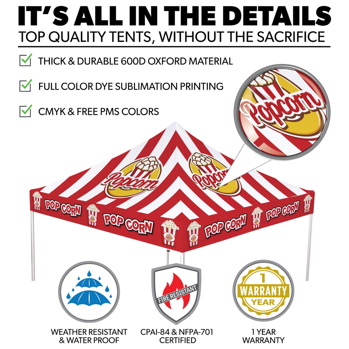 Custom Canopy Tent with Full Back & Half Side Walls