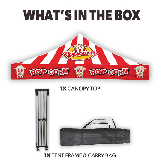 Custom Canopy Tent with Back Wall, Feather Flags & Table Cover