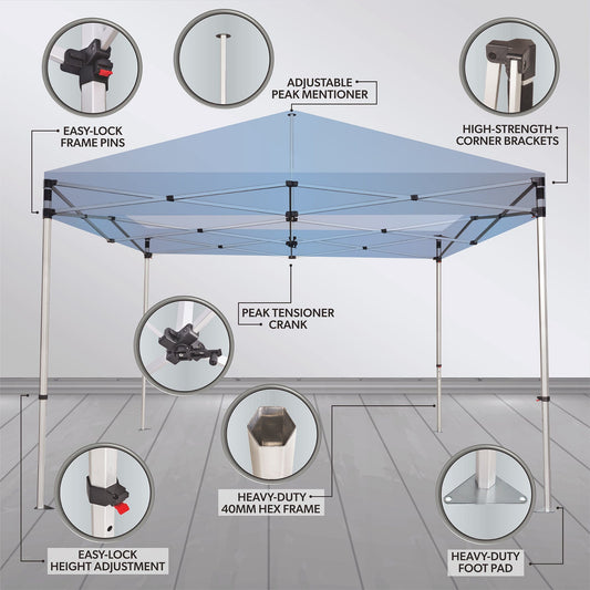 Custom Canopy Tent with Three Back Walls, Feather Flags & Table Cover