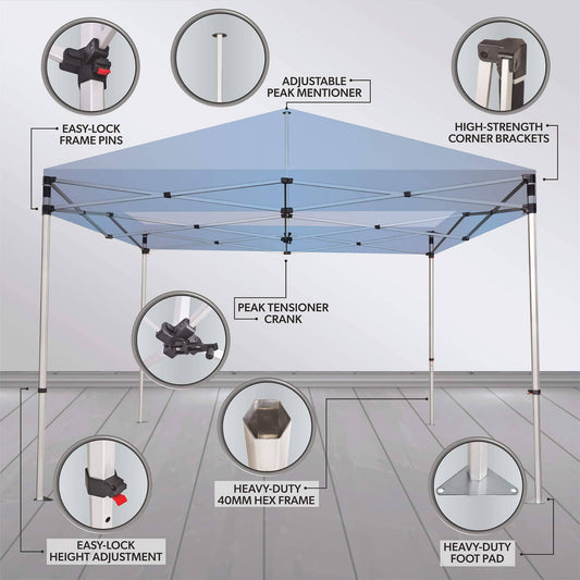 Custom Canopy Tent with Full Back Wall, Half Side Walls & Feather Flags