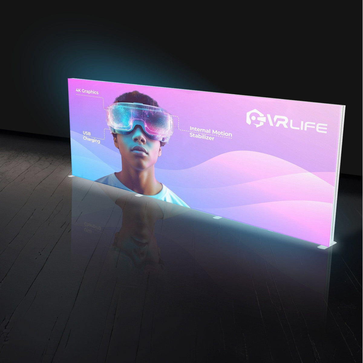20ft SEG backlit trade show display, angled view