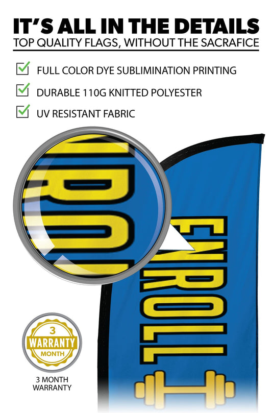 Gym Enroll Today Feather Flag Blue 
