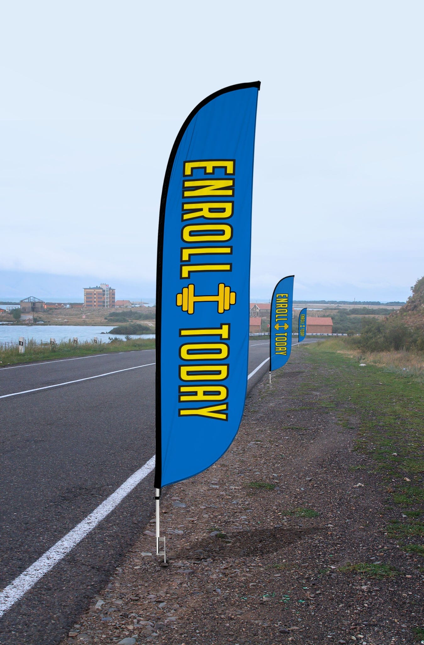 Gym Enroll Today Feather Flag Blue 