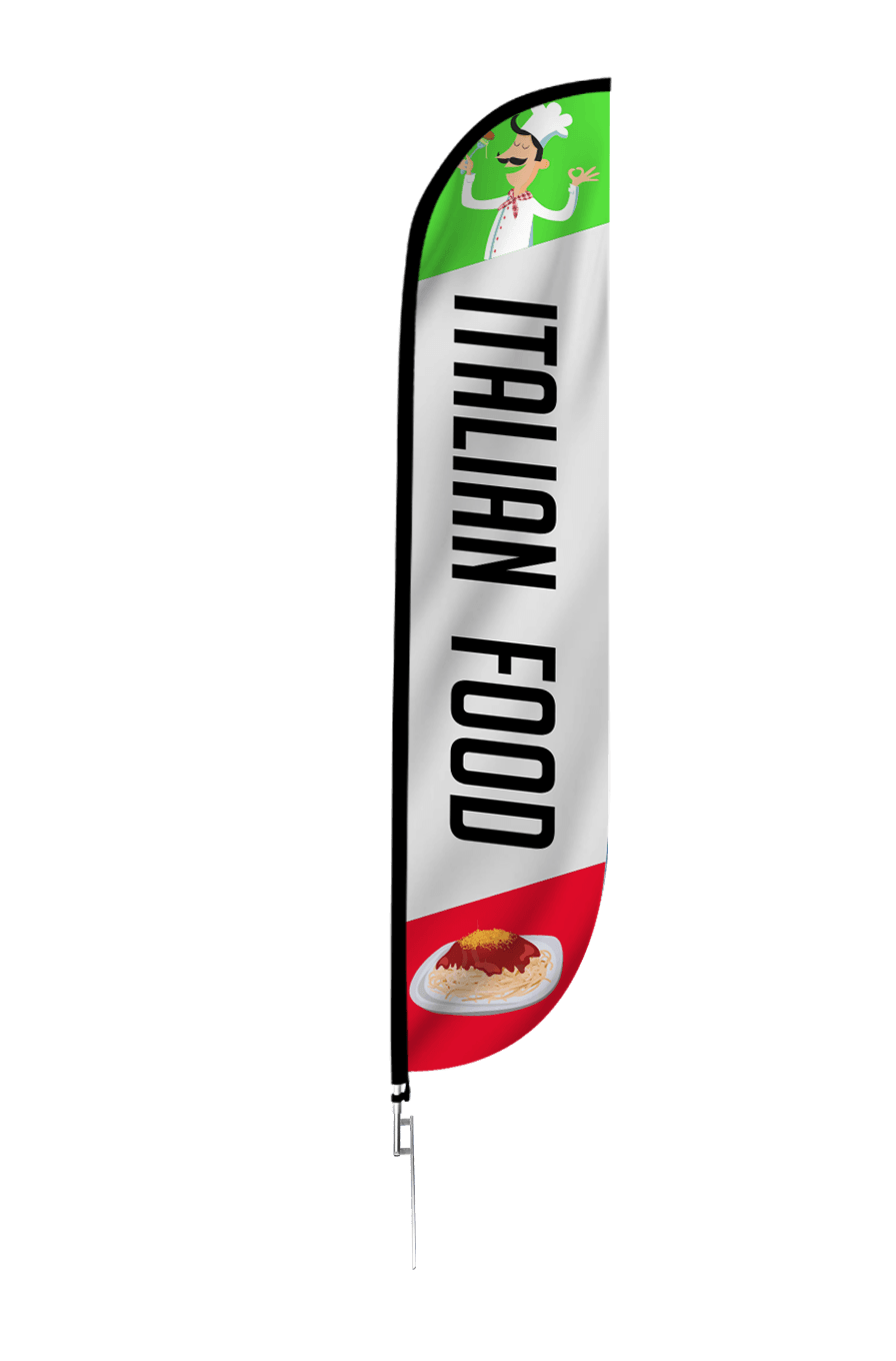 Italian Food Feather Flag White 