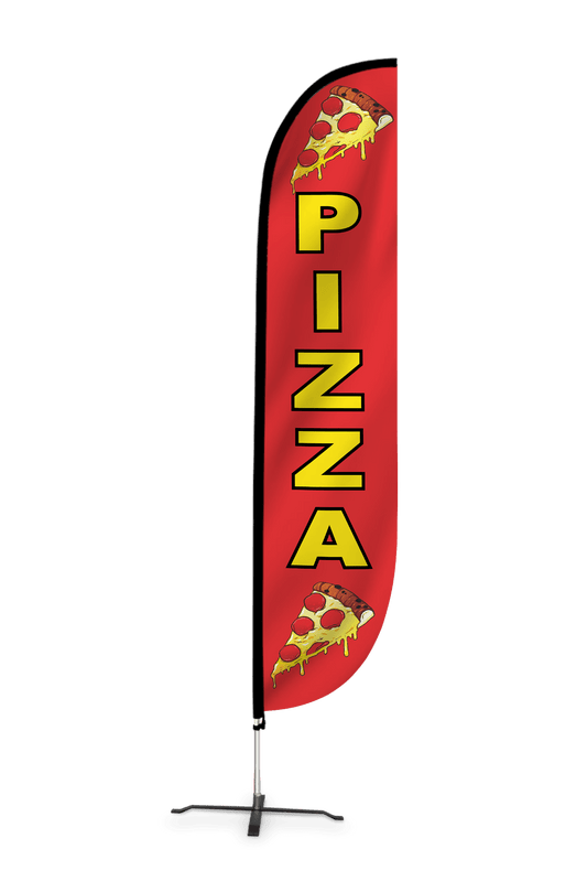 Pizza Slices Feather Flag Red 