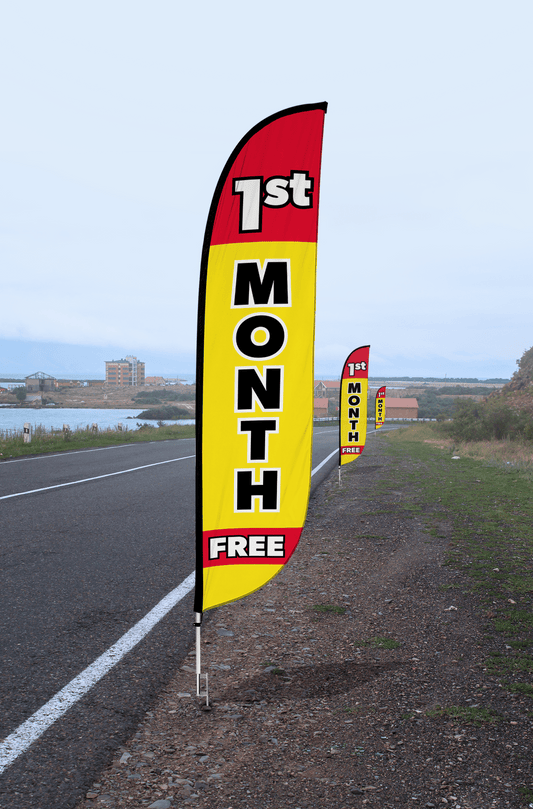 1st Month Free Feather Flag Yellow 