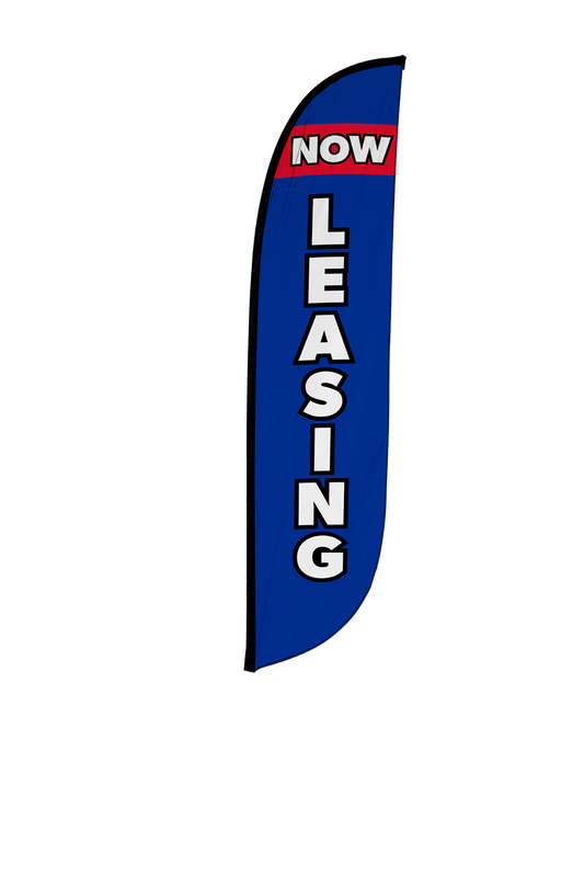 Now Leasing Feather Flag Blue & Red 