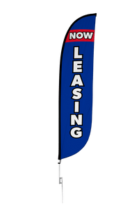 Now Leasing Feather Flag Blue & Red 